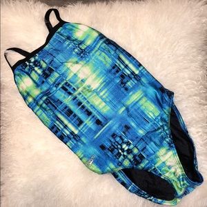 🌻 Speedo • Green and blue one piece🌻